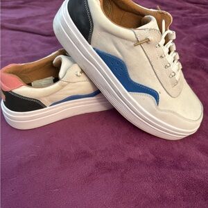 Hey Dude Women's Sneakers in White, Blue, and Black